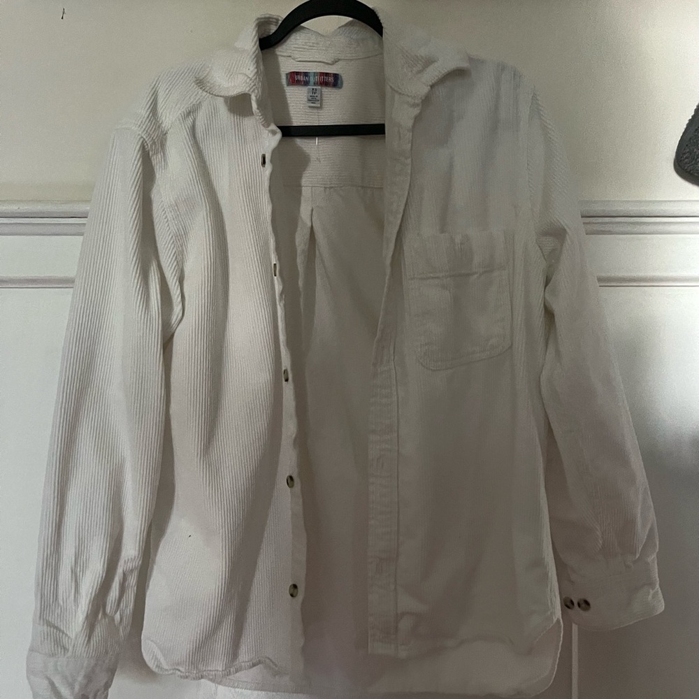 Urban Outfitters Men's Cream Corduroy Shirt Jacket